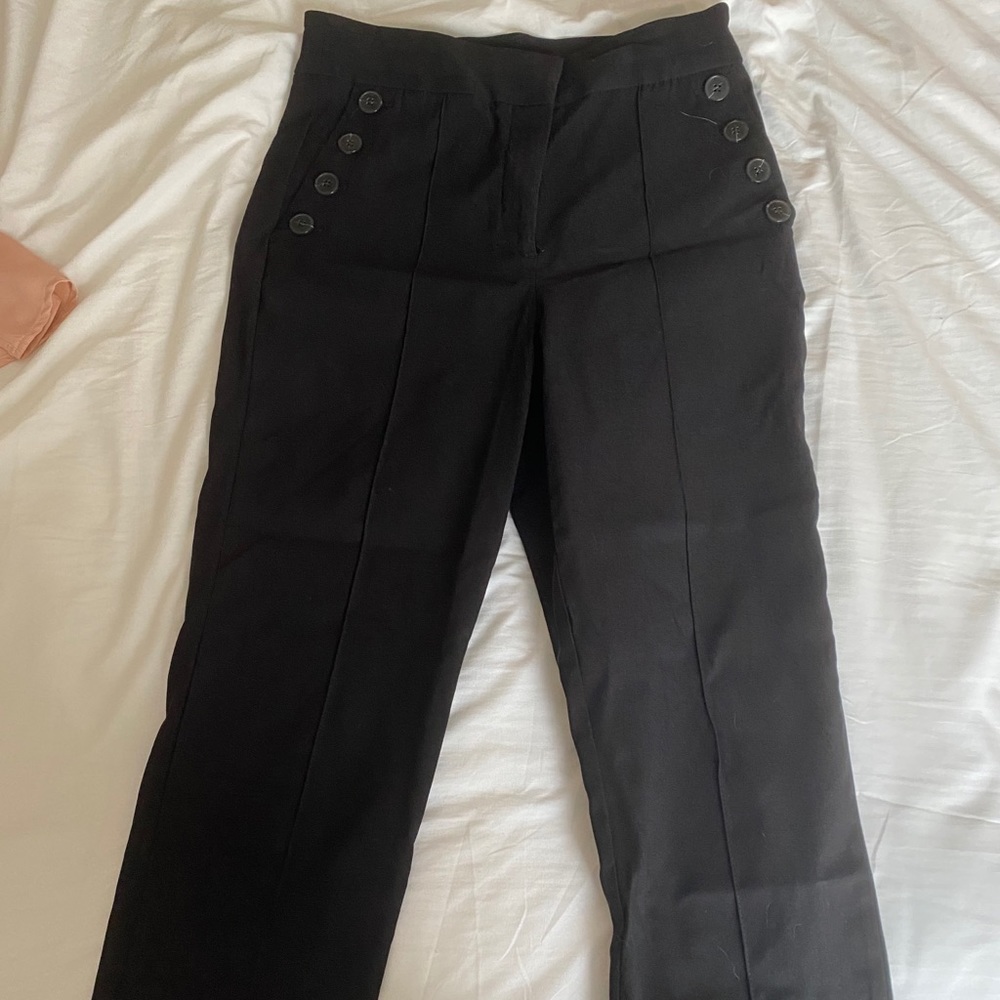 High waisted button waist dress pants